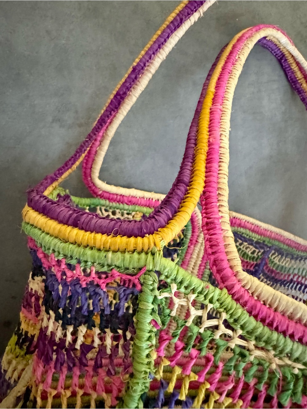 BTB Los Angeles Multicolor Raffia Architectural Open-Weave Tote - Picture 4 of 9
